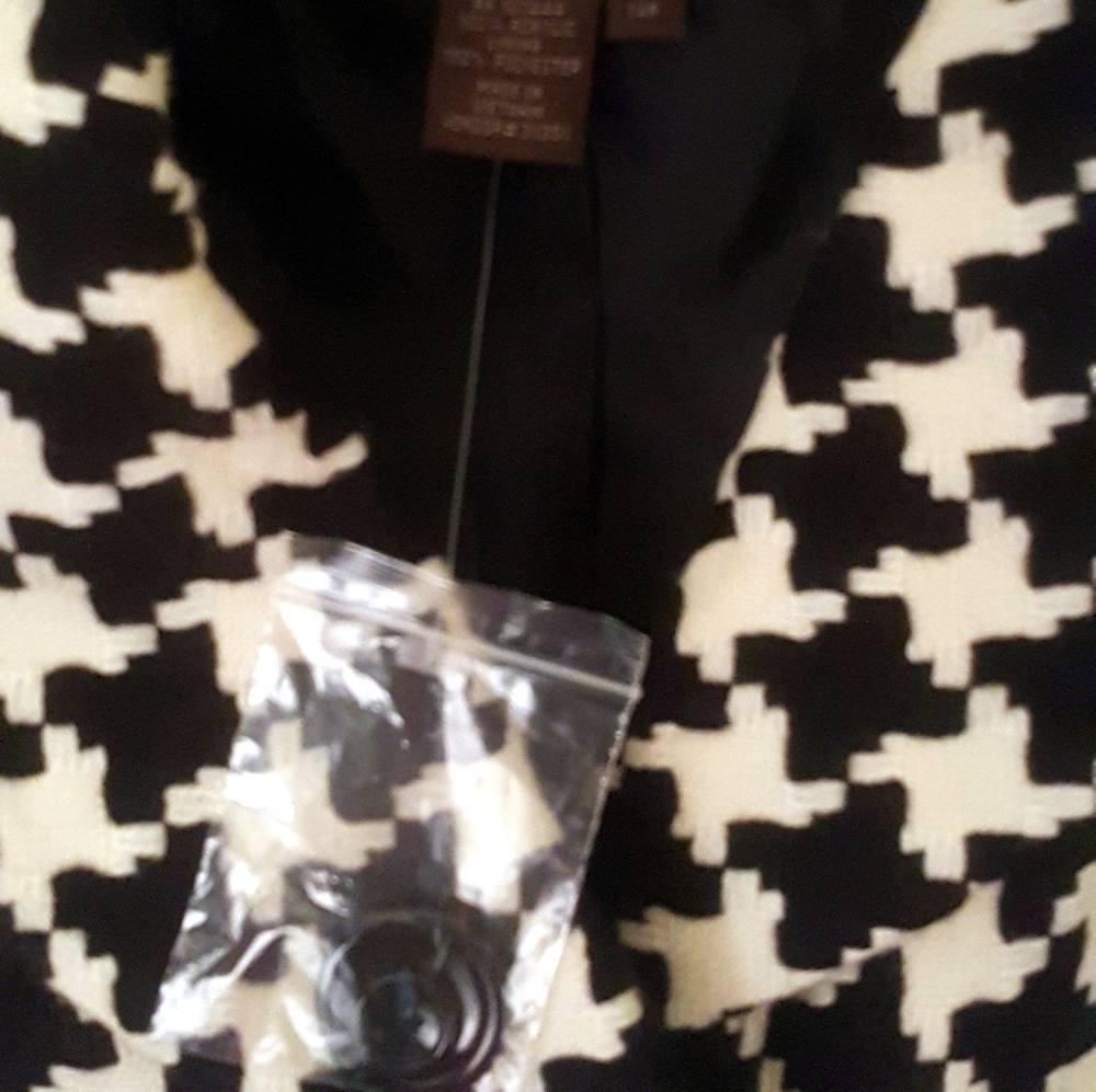 Chadwick's Women Sz 14P Jacket Blazer Bomber Office Houndstooth Belt Button Cuff - Picture 7 of 9